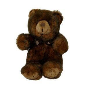 Vintage Happiness Always Brown Bear Plush Realistic Stuffed Animal Toy 12 inch